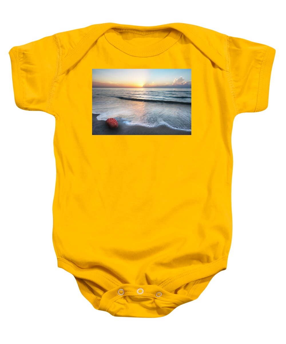 Clouds Baby Onesie featuring the photograph Waves and Shells by Debra and Dave Vanderlaan