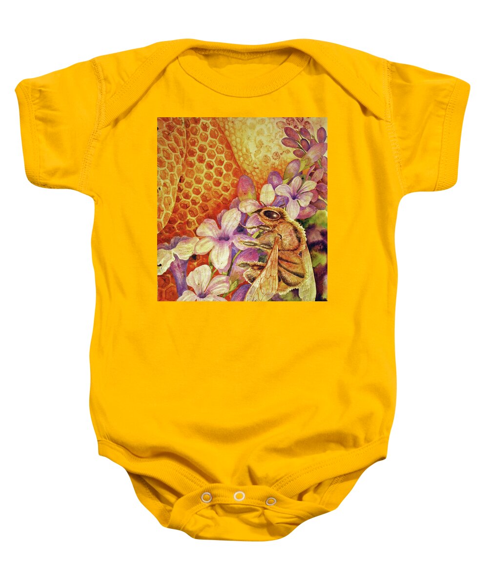  Baby Onesie featuring the painting Where Are The Bees? V by Helen Klebesadel