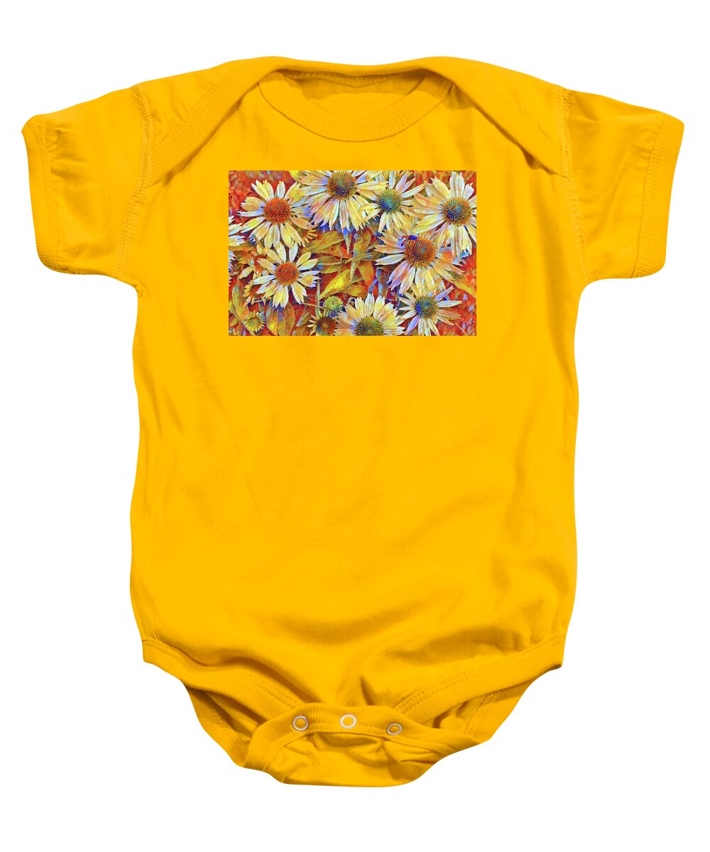 White Baby Onesie featuring the painting White summer flowers by Patricia Piotrak