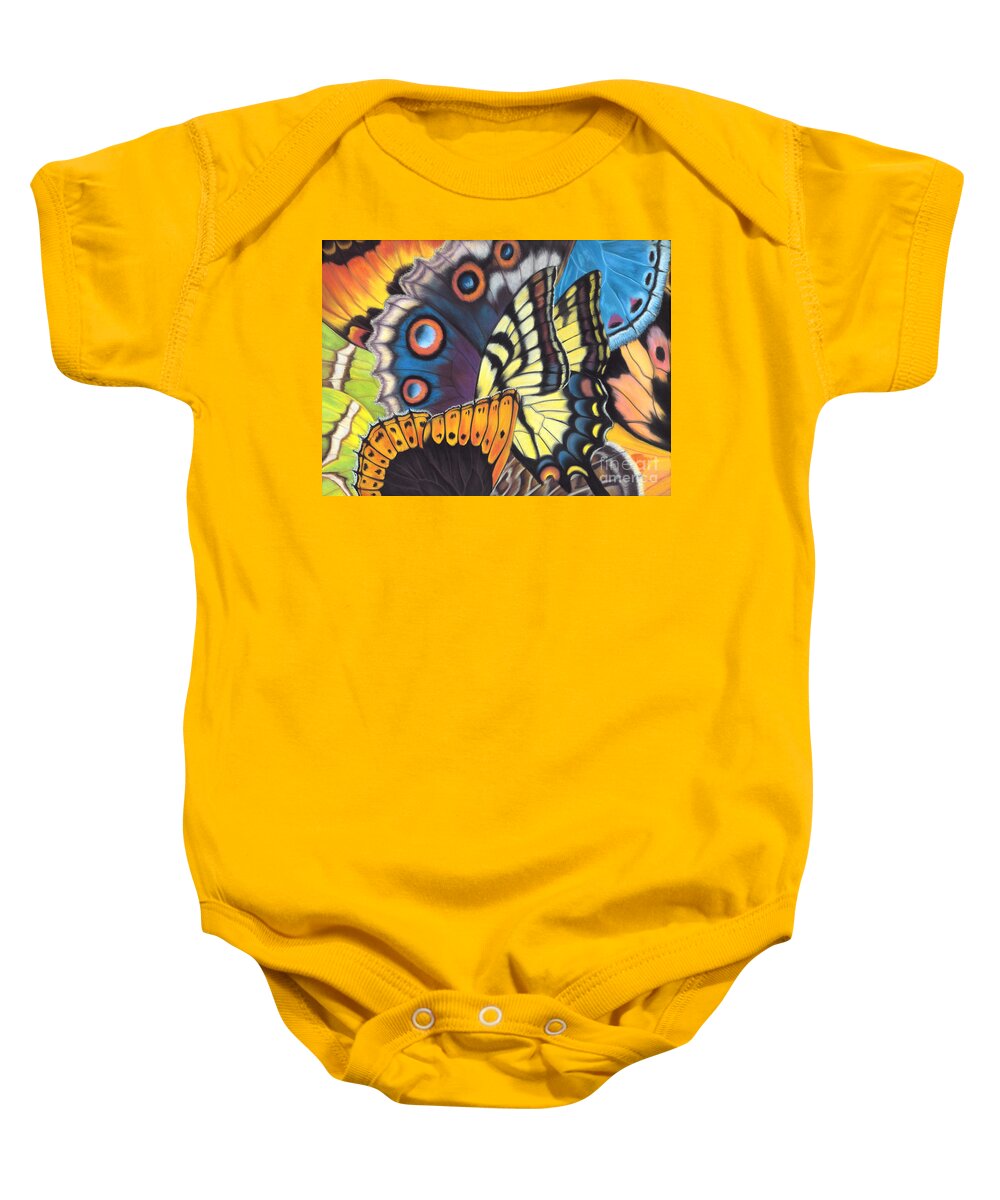 Butterflies Baby Onesie featuring the painting Wings of North Amerca by Lucy Arnold