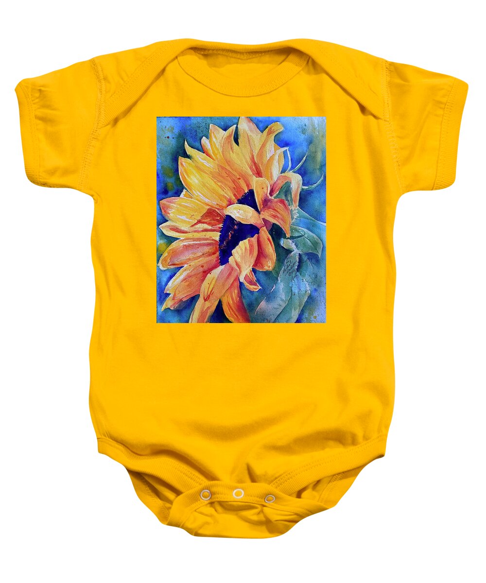 Sunflower Baby Onesie featuring the painting You are My Sunshine by Michal Madison