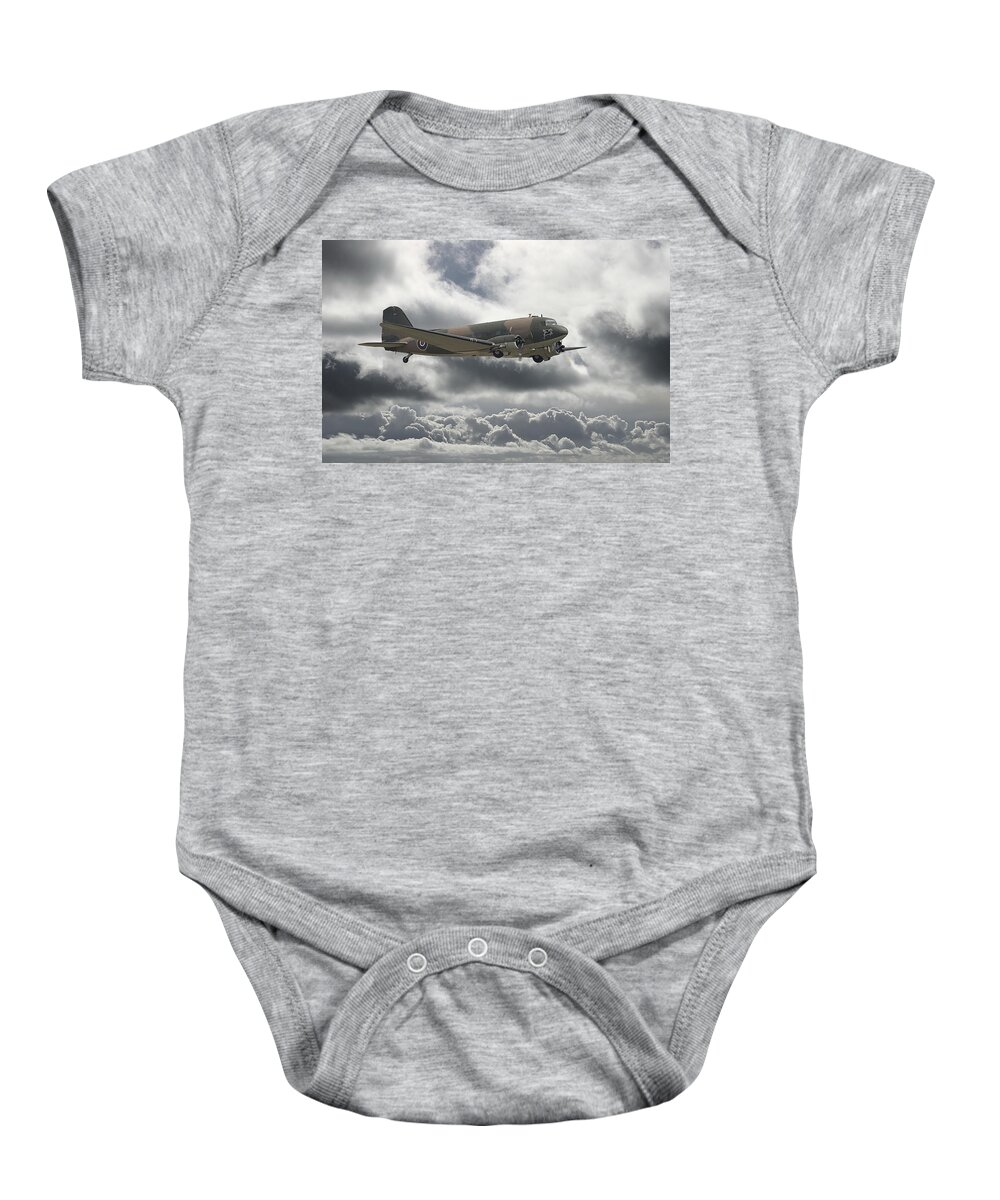 Aircraft Baby Onesie featuring the digital art  DC3 Dakota  Workhorse by Pat Speirs