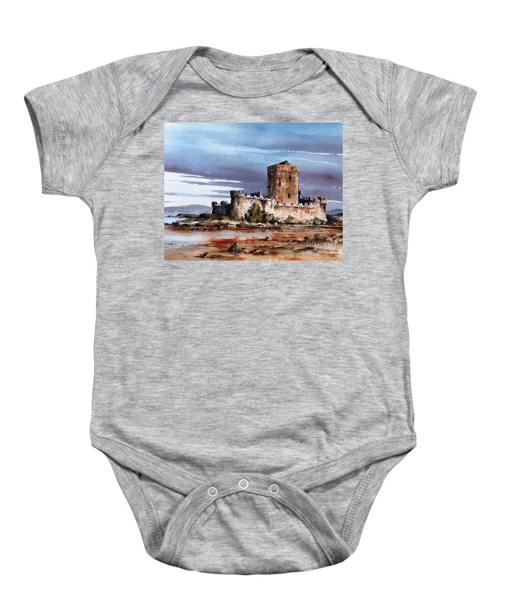 Val Byrne Baby Onesie featuring the painting Doe Castle in Donegal by Val Byrne