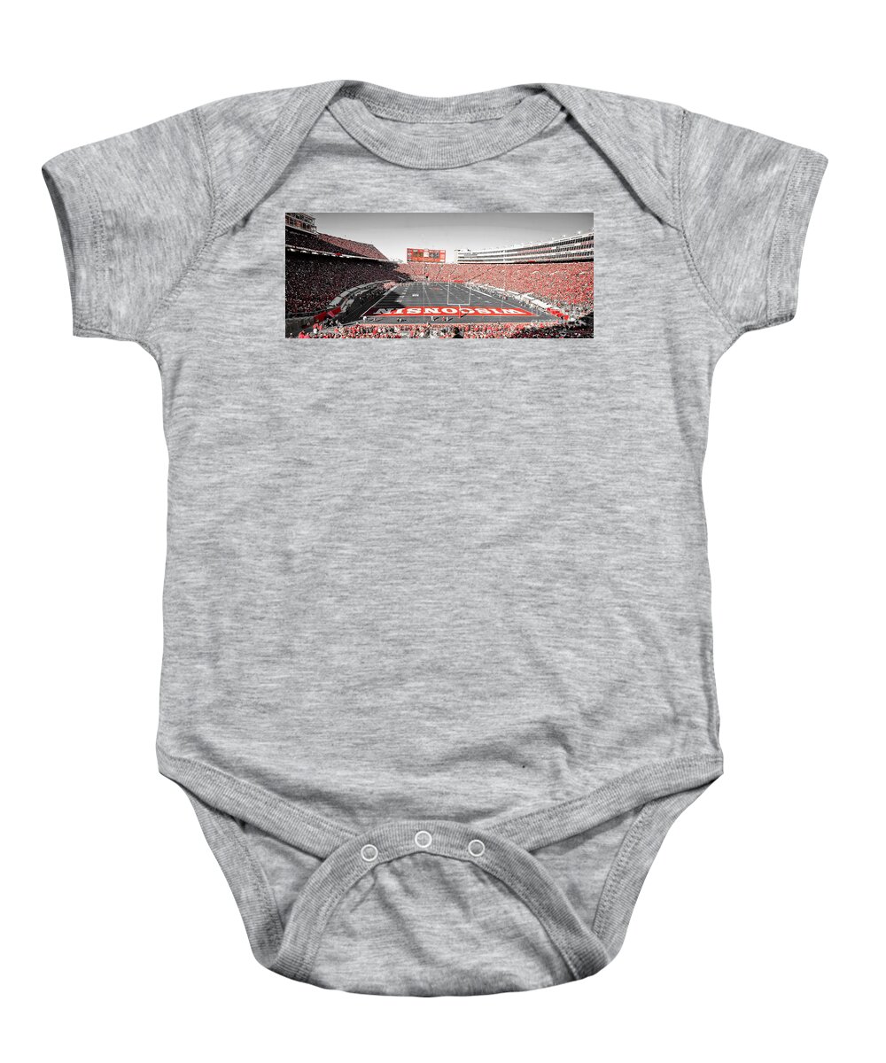 Camp Baby Onesie featuring the photograph 0813 Camp Randall Stadium Panorama by Steve Sturgill