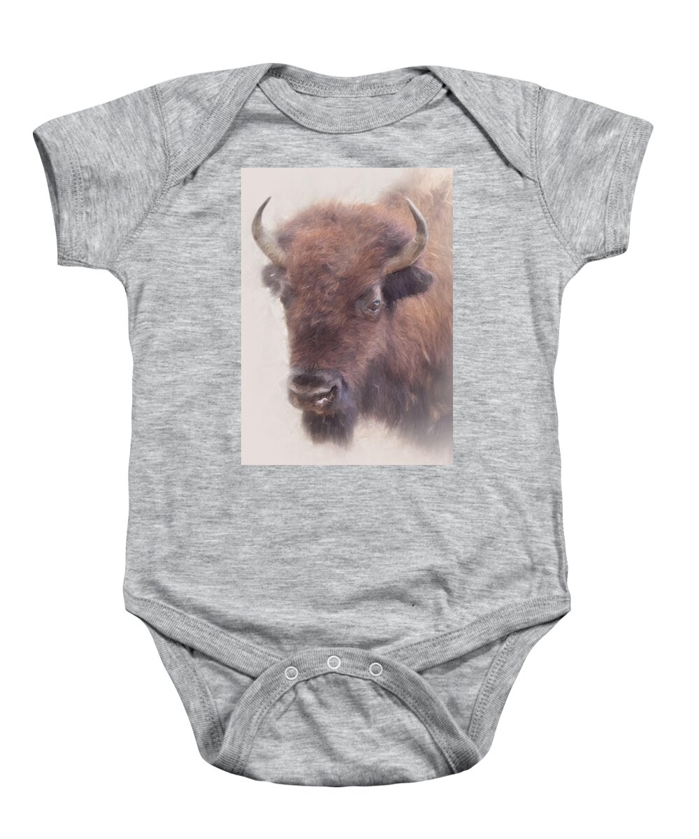 America Baby Onesie featuring the photograph American Buffalo #2 by David and Carol Kelly