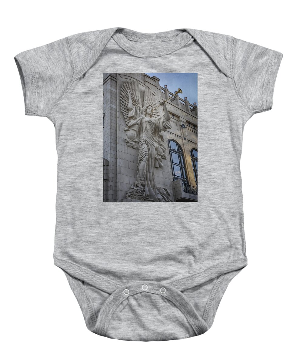 Bass Hall Baby Onesie featuring the photograph Bass Hall Angel #1 by Joan Carroll