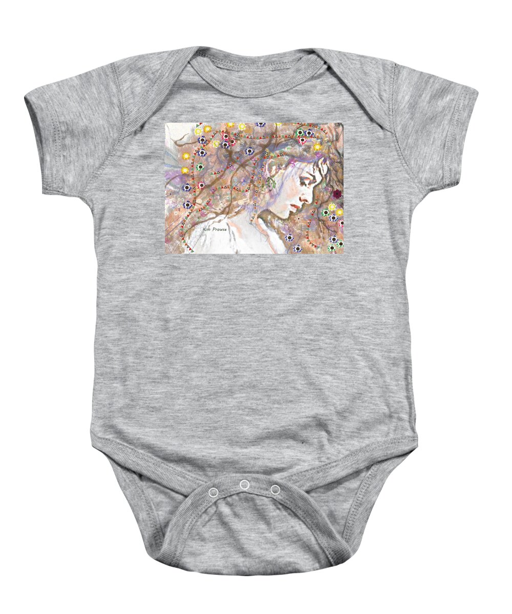 Portrait Baby Onesie featuring the digital art Daisy Chain by Kim Prowse