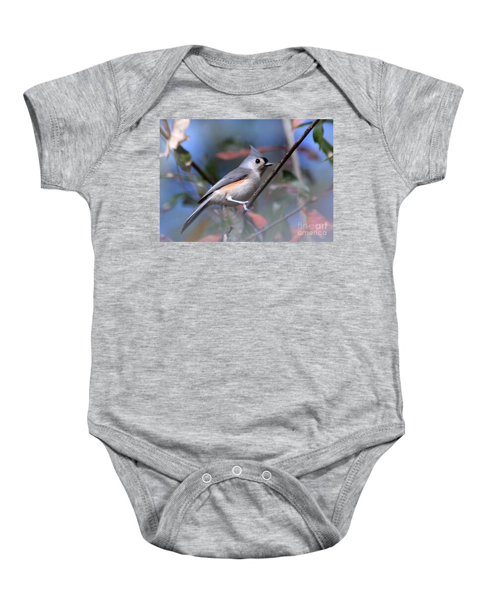Titmouse Baby Onesie featuring the photograph Little Tufted Titmouse #1 by Kathy Baccari