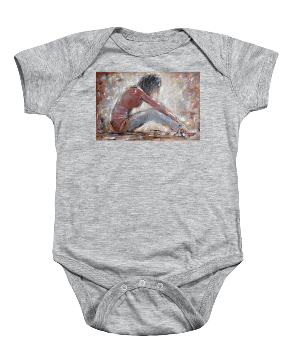 Woman Baby Onesie featuring the painting My New Red Shoes 190809 #1 by Selena Boron