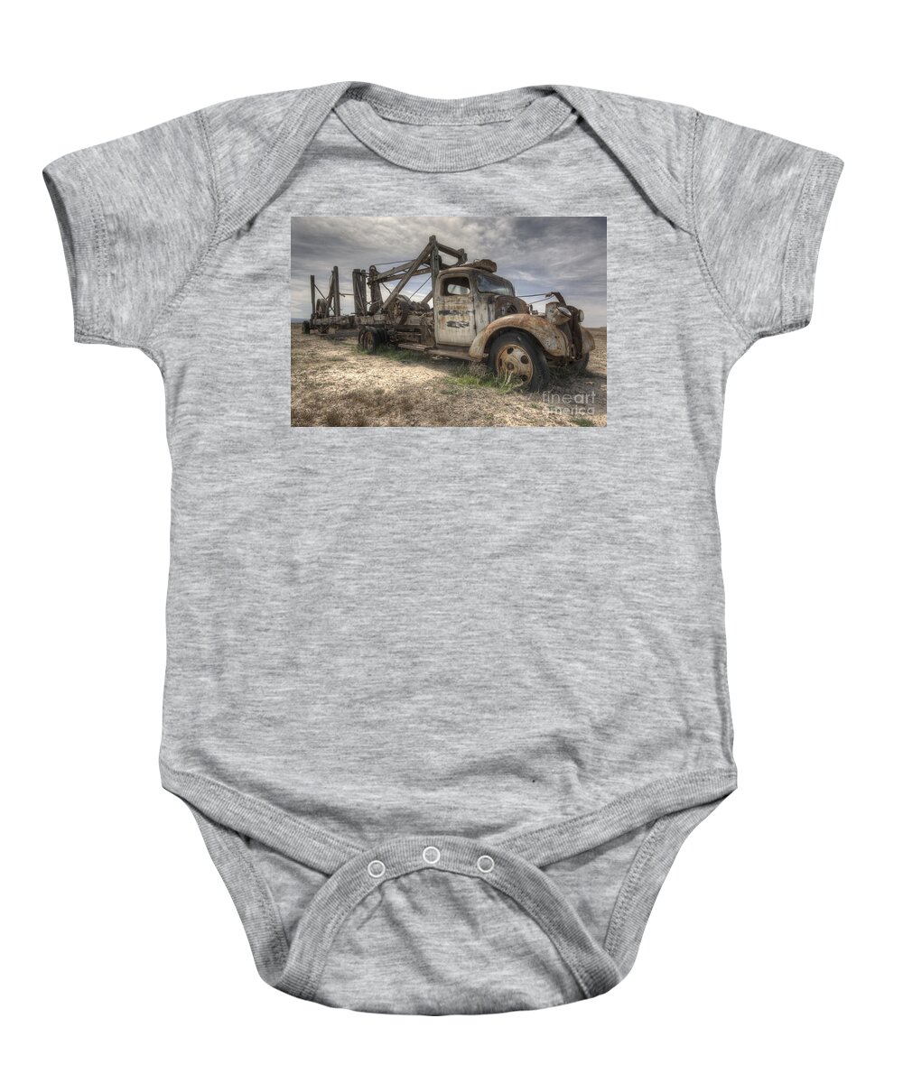 Old Baby Onesie featuring the photograph Old Truck #1 by Angela Moyer
