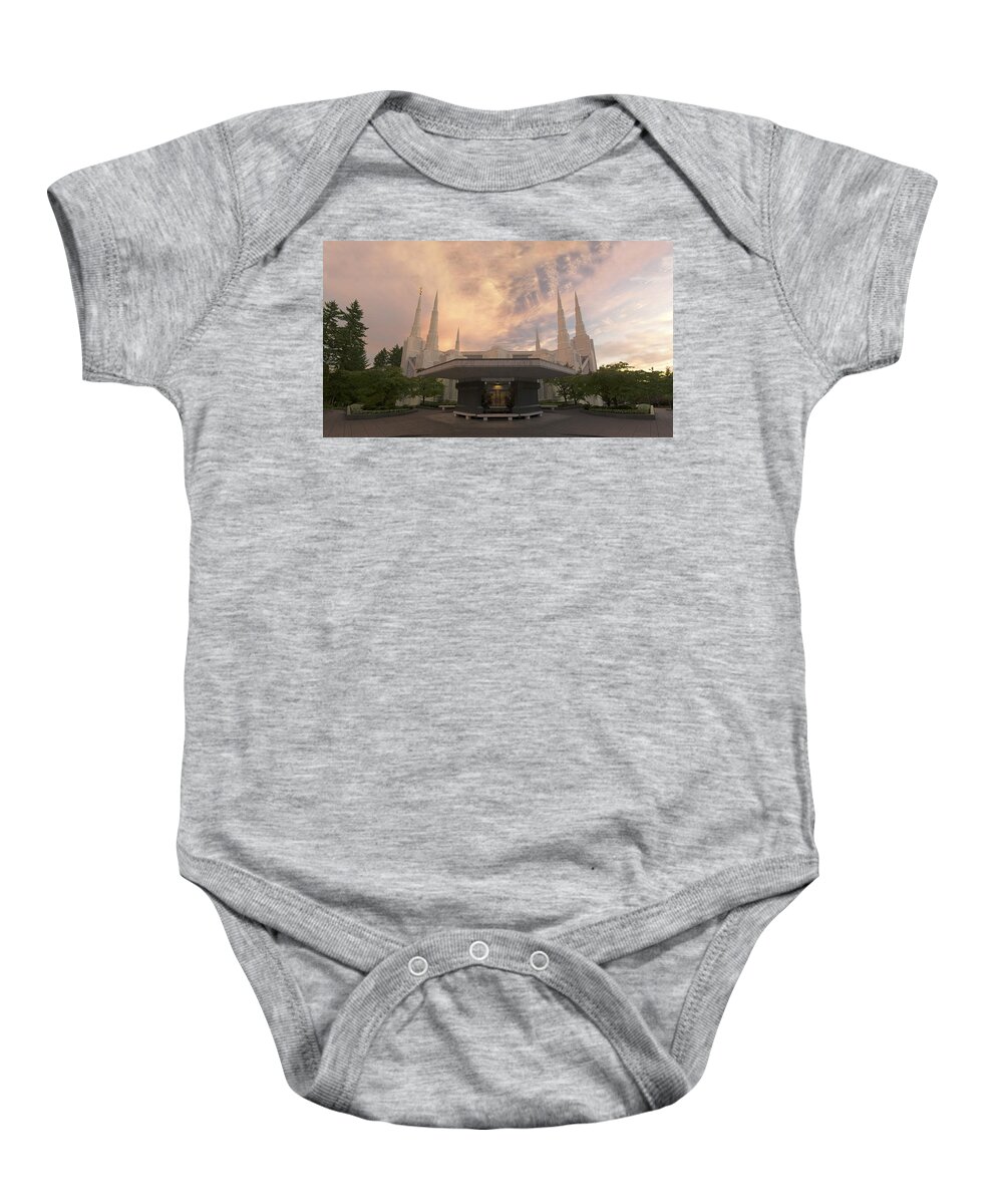 Lds Baby Onesie featuring the photograph Portland Temple #2 by Dustin LeFevre