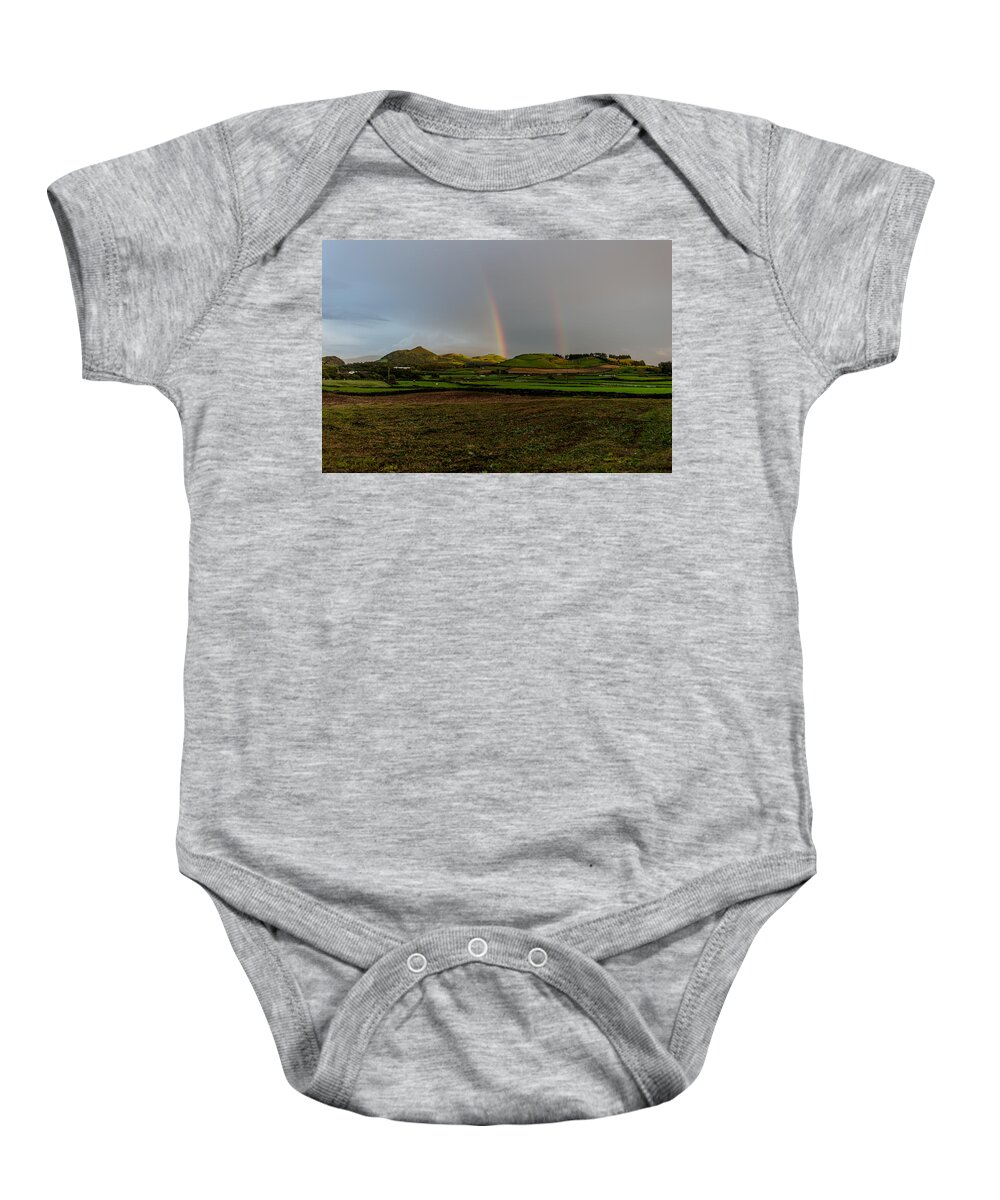 Art Baby Onesie featuring the photograph Rainbows over the Mountain #1 by Joseph Amaral