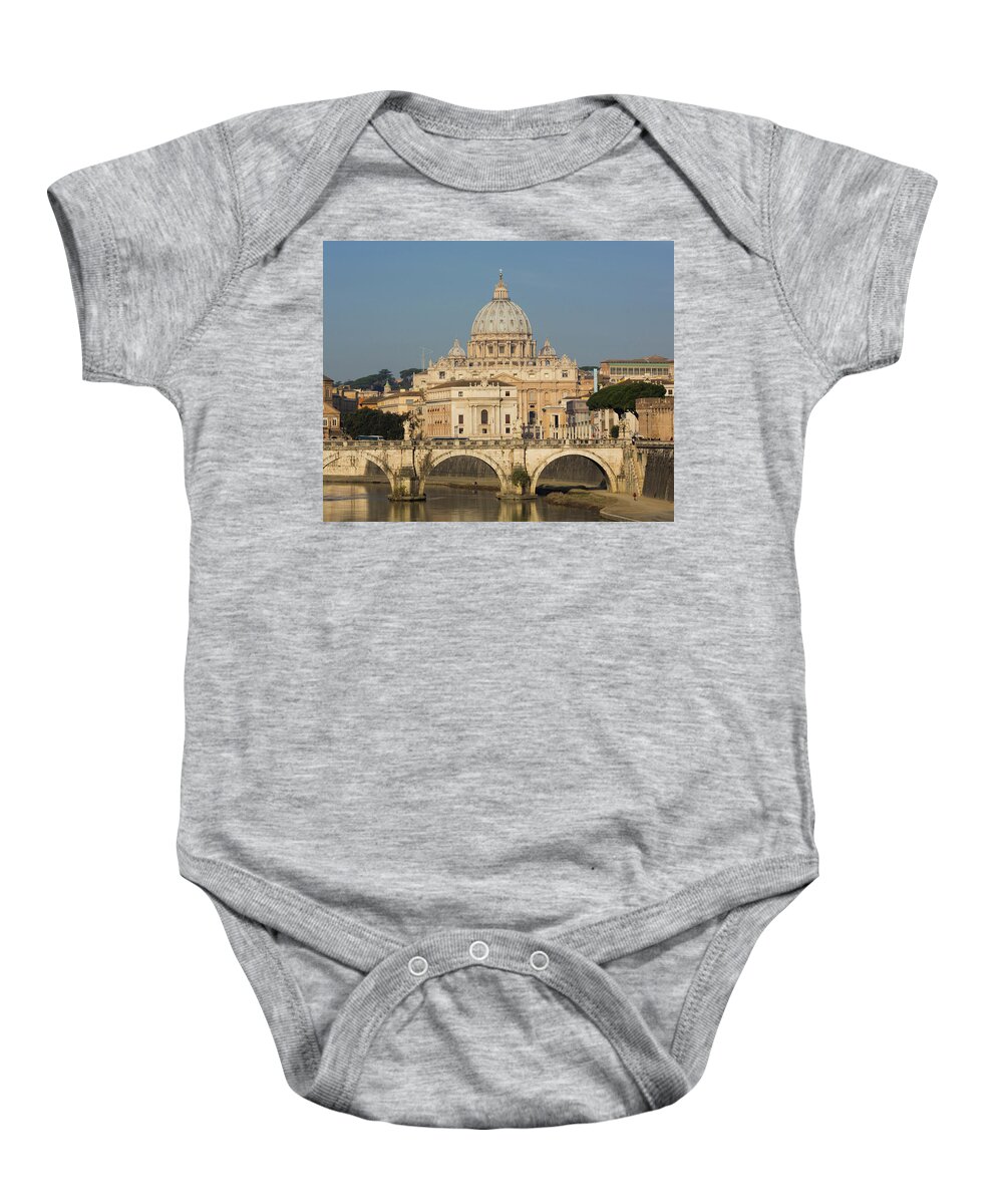 Photography Baby Onesie featuring the photograph Rome, Italy. St Peters Basilica. Tiber #1 by Panoramic Images