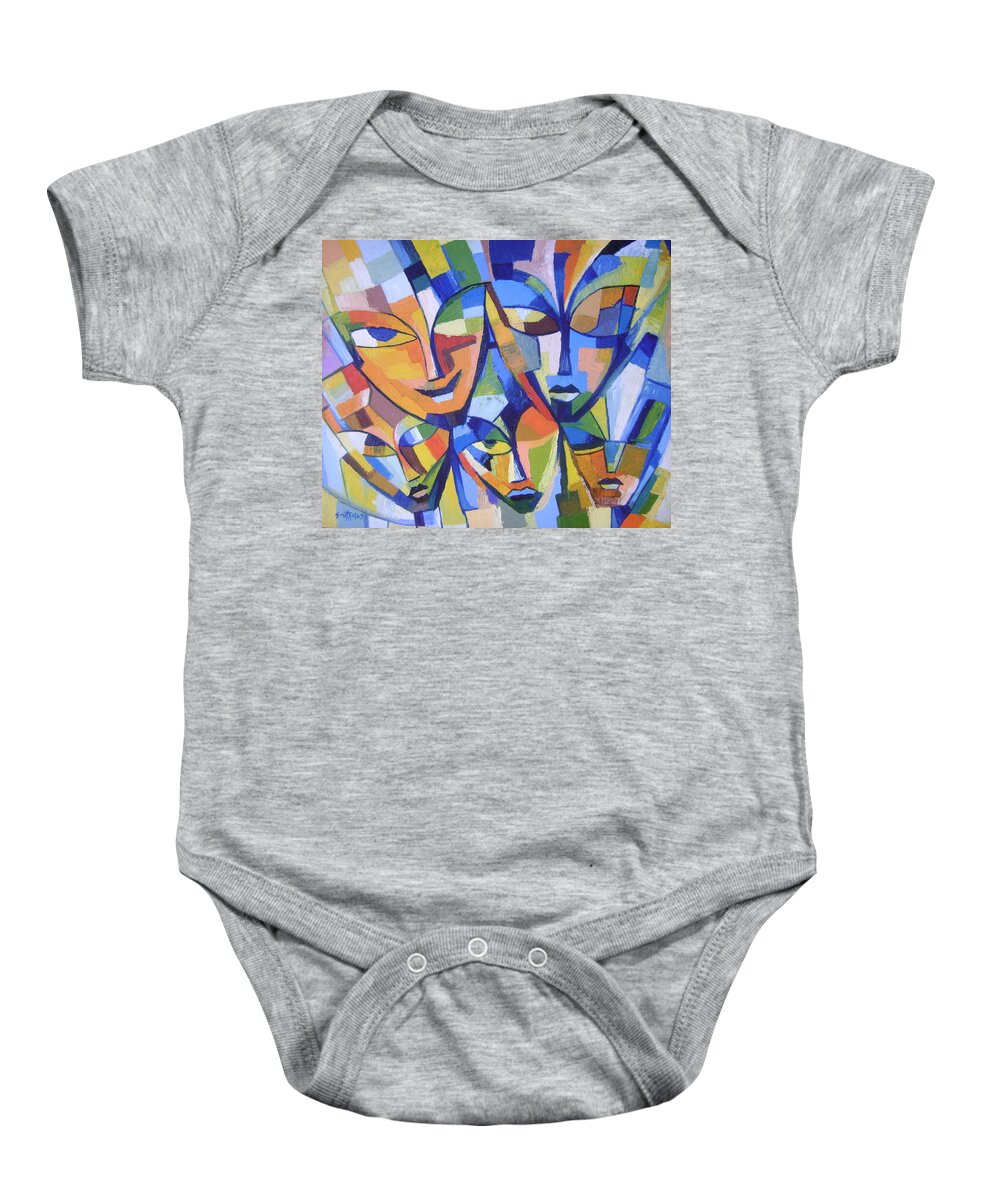 Oil Baby Onesie featuring the painting Smiles #1 by Olaoluwa Smith