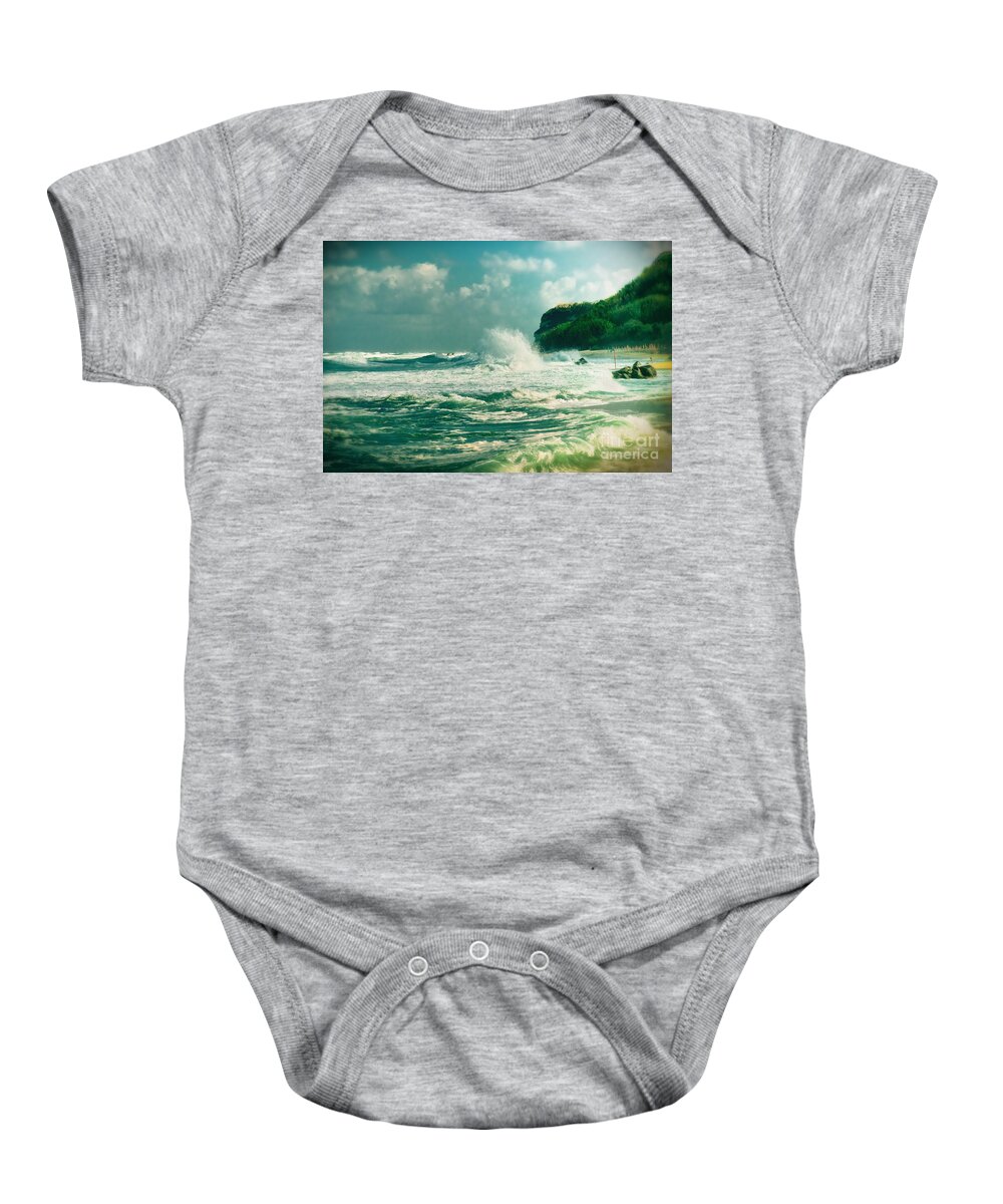 Clouds Baby Onesie featuring the photograph Stormy sea #1 by Silvia Ganora