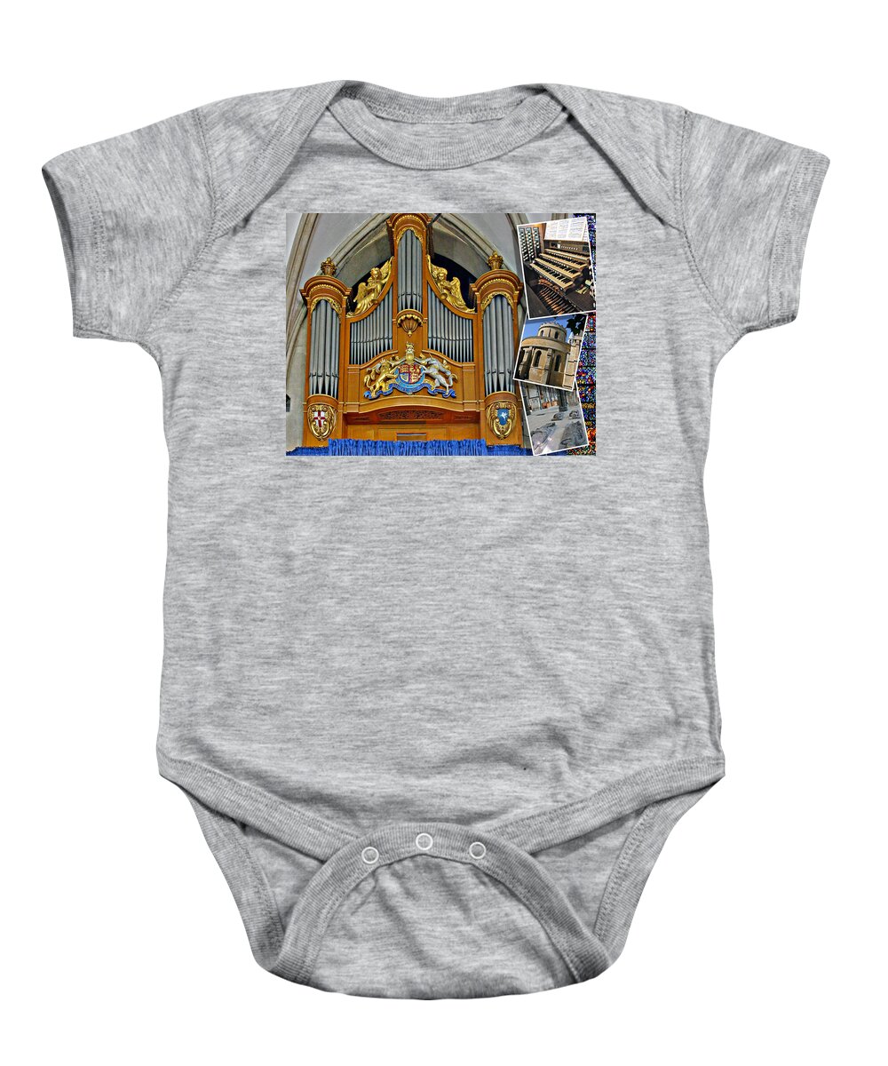 Temple Baby Onesie featuring the photograph Temple Church London #1 by Jenny Setchell