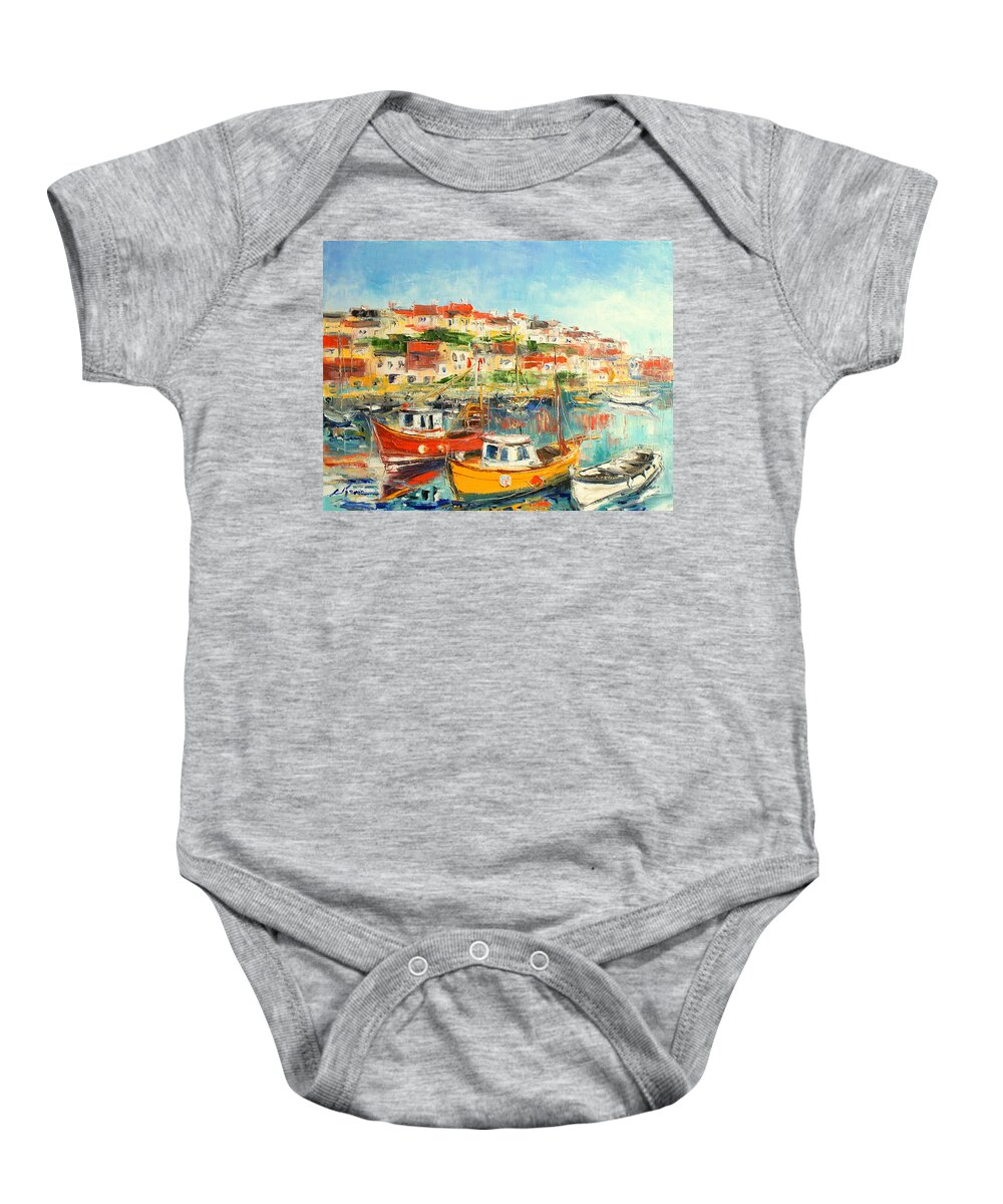 Brixham Baby Onesie featuring the painting The Brixham Harbour #1 by Luke Karcz