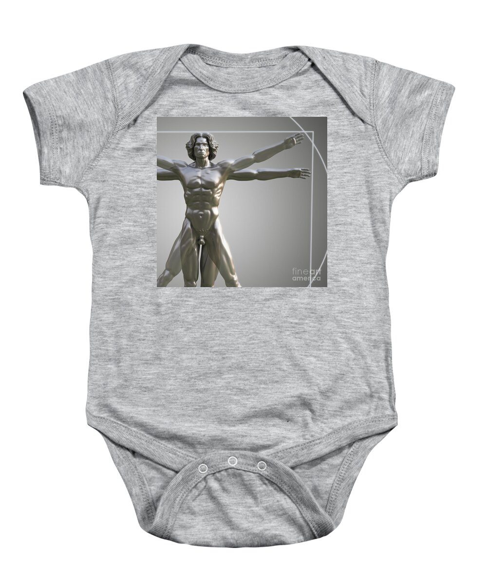 Copy Space Baby Onesie featuring the photograph Vitruvian Man #11 by Science Picture Co