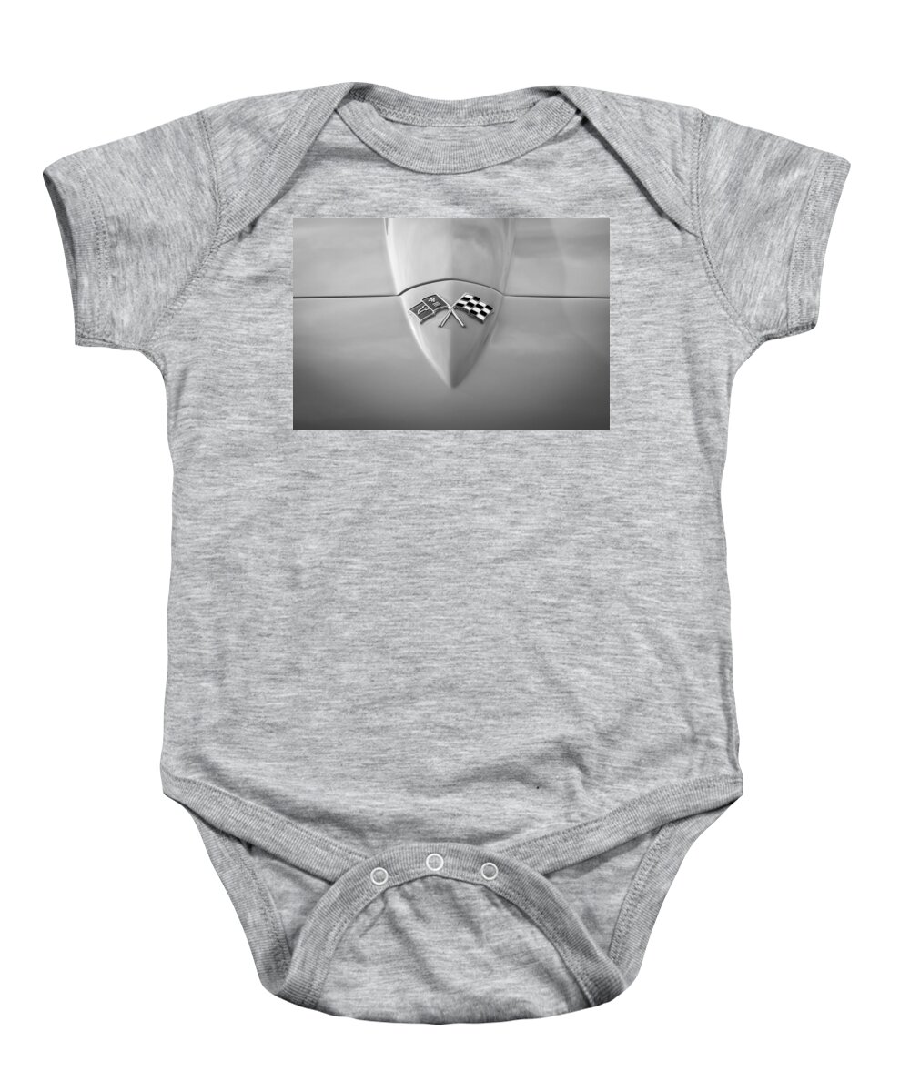 1965 Baby Onesie featuring the photograph 1965 Chevrolet Corvette Sting Ray Coupe BW  #10 by Rich Franco