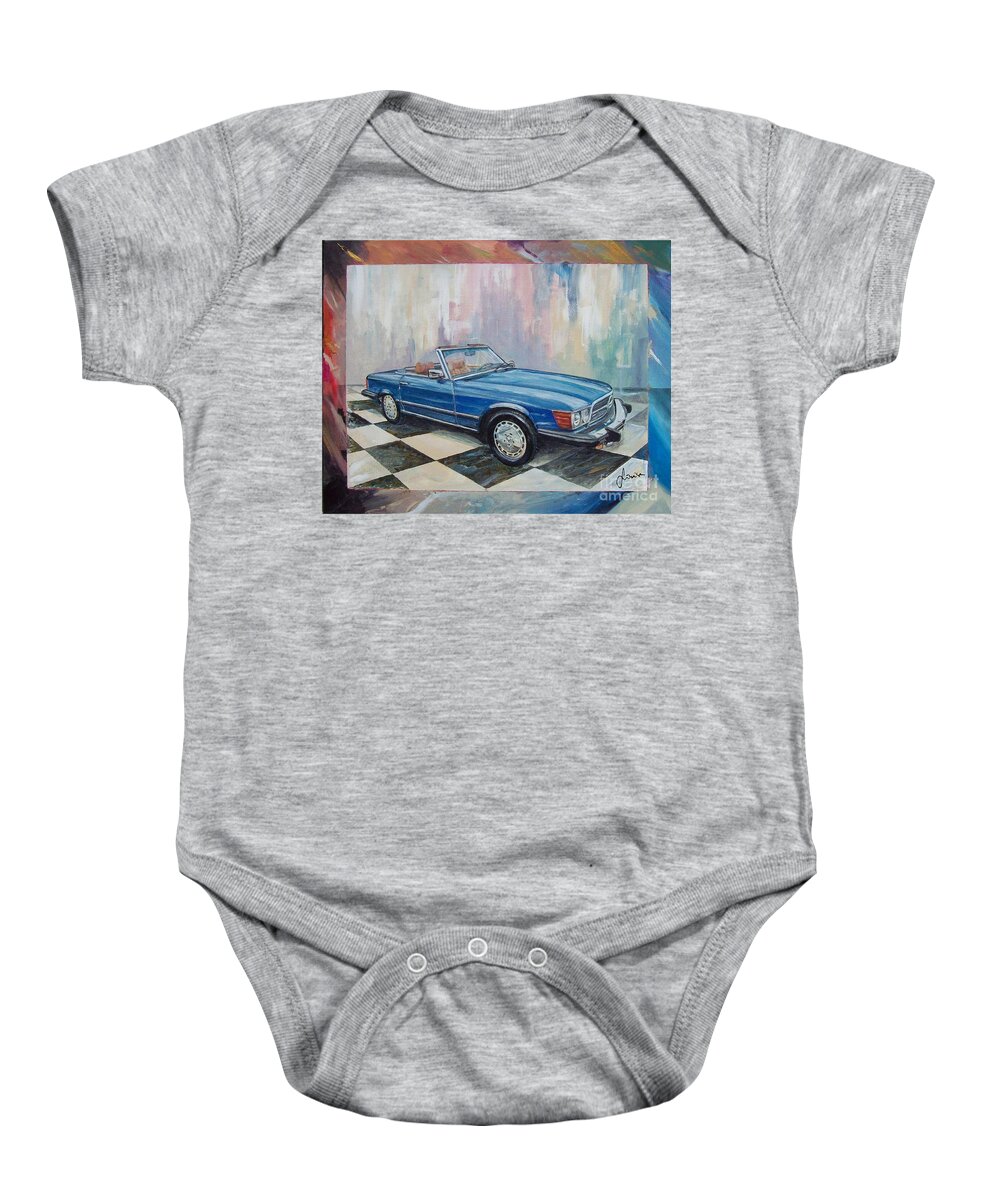 1976 Mercedes-benz 450 Sl Fine Art Prints Baby Onesie featuring the painting 1976 Mercedes-Benz 450 SL by Sinisa Saratlic