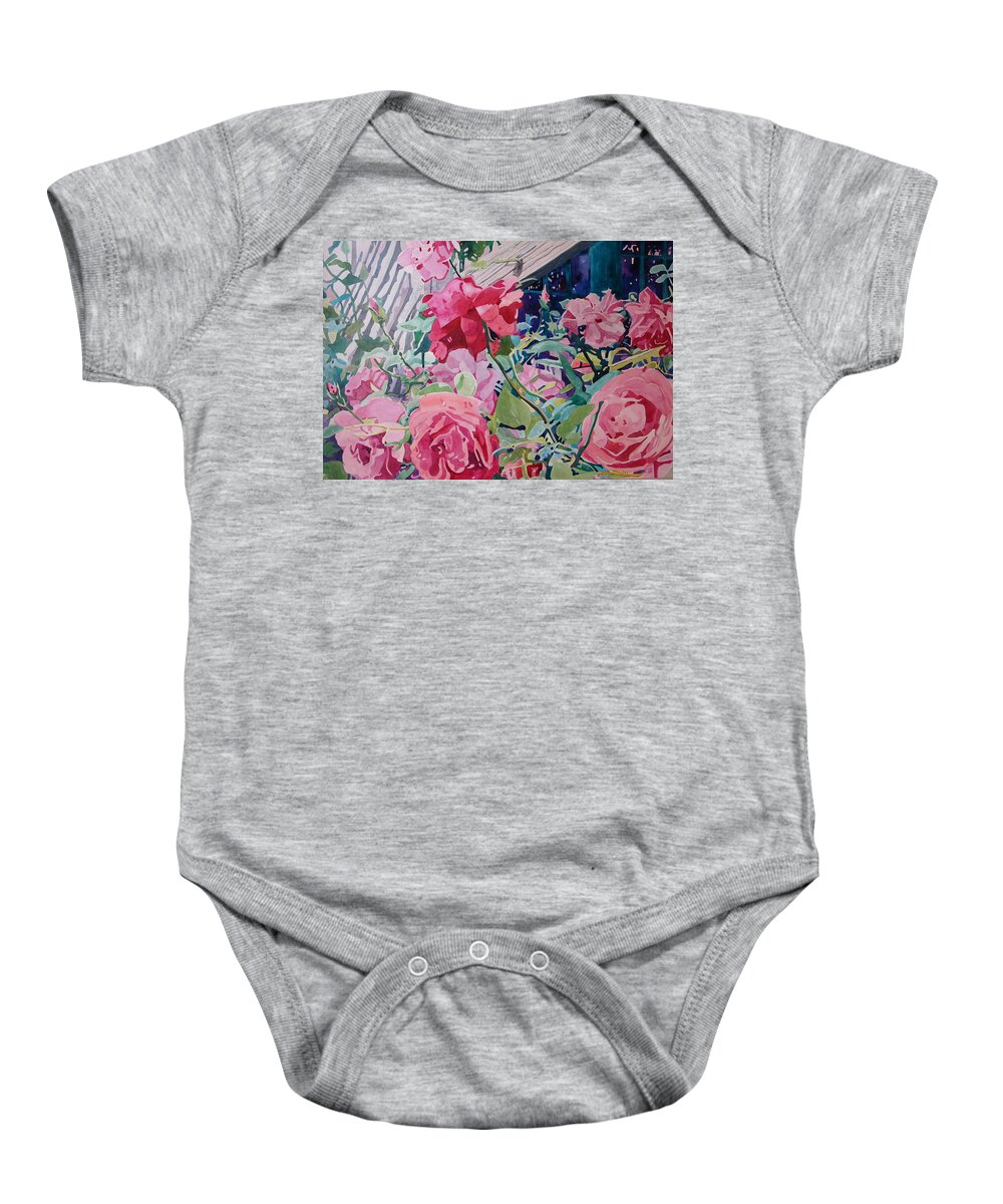 Roses Baby Onesie featuring the painting American Beauty #2 by Terry Holliday