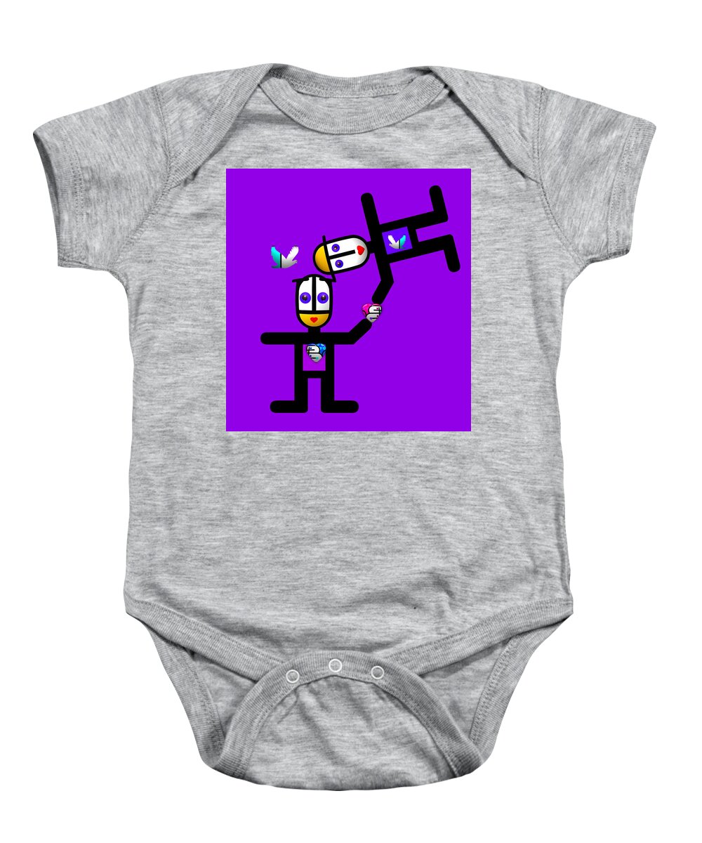 Lovers Baby Onesie featuring the painting Flight #2 by Charles Stuart