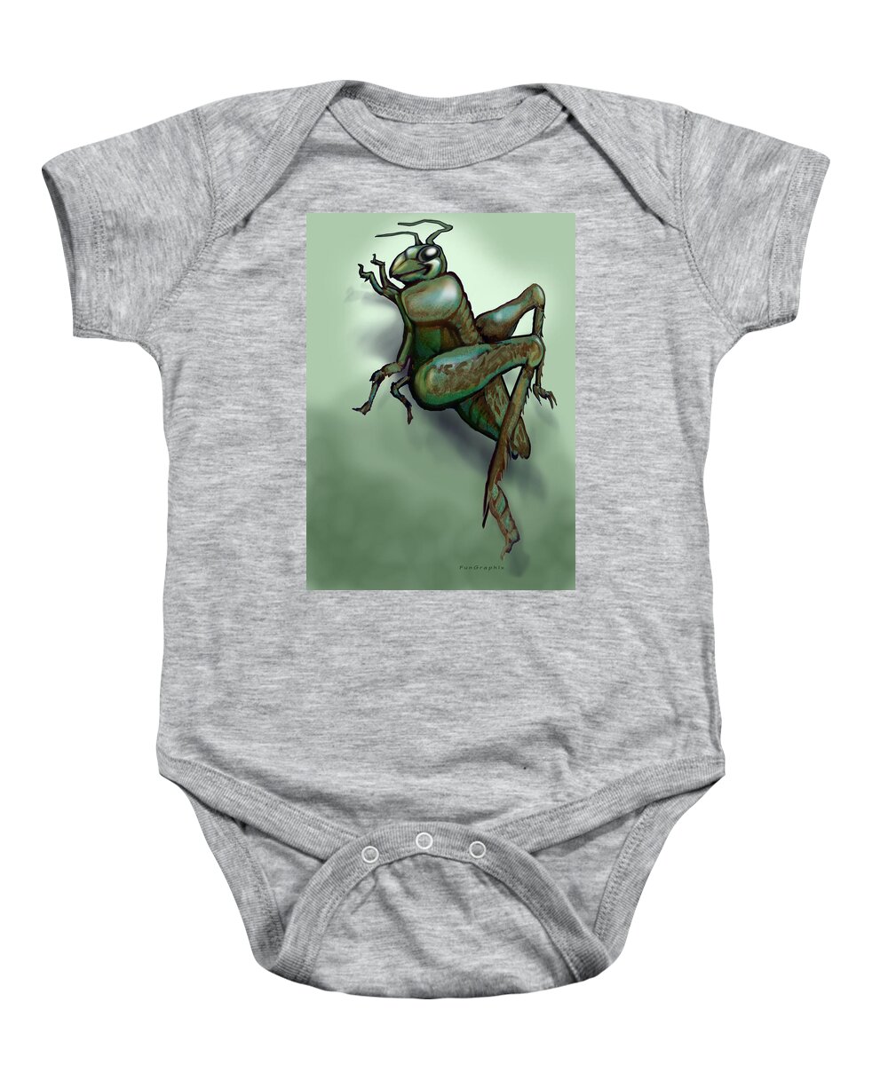 Grasshopper Baby Onesie featuring the digital art Grasshopper #2 by Kevin Middleton