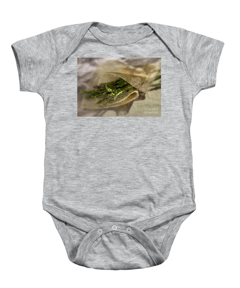 Asparagus Baby Onesie featuring the photograph Green Asparagus on Burlab #3 by Iris Richardson