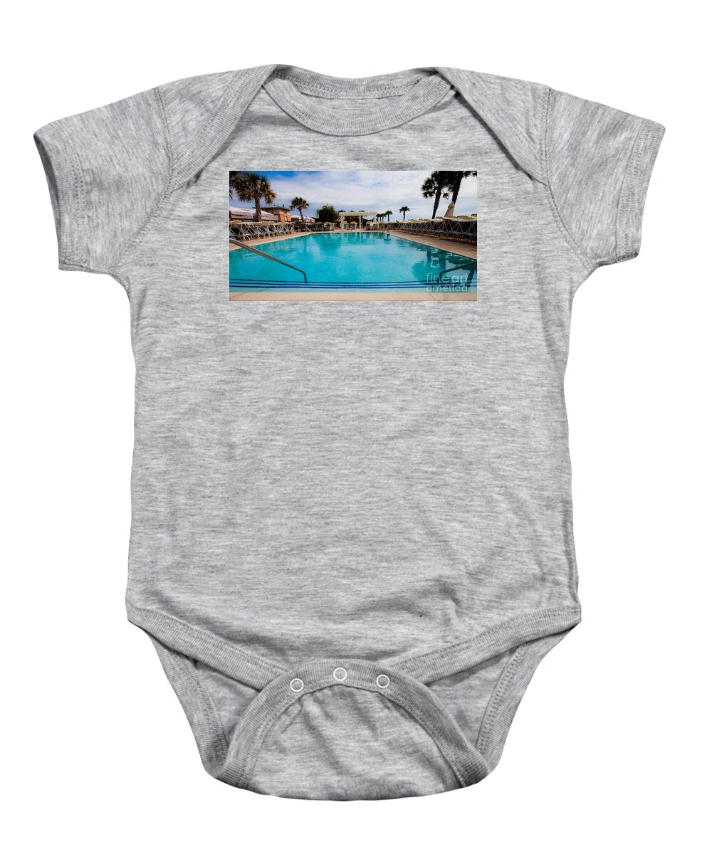 Architecture Baby Onesie featuring the photograph Infinity Pool #3 by Thomas Marchessault