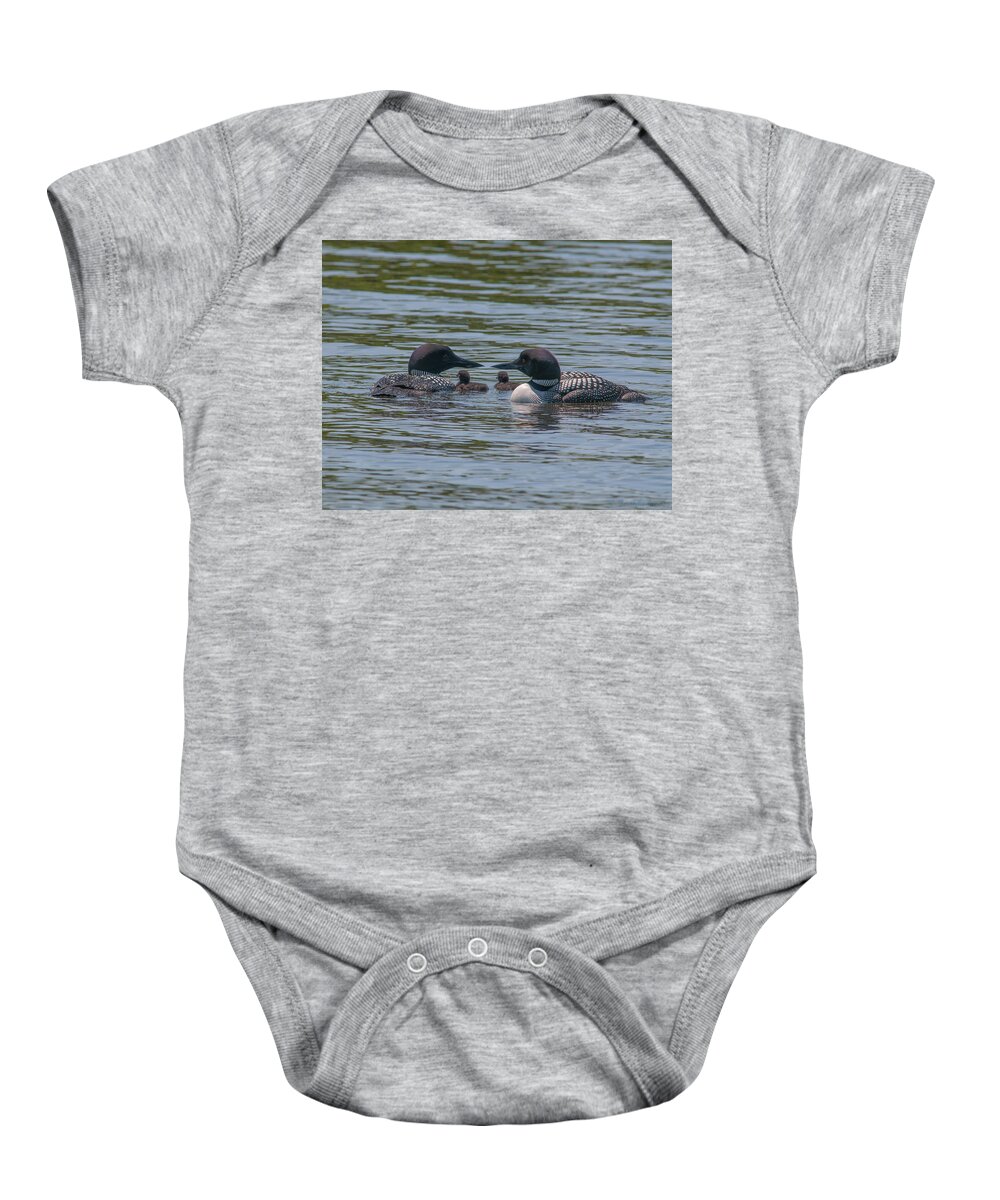 Common Loon Baby Onesie featuring the photograph Proud Parents #2 by Brenda Jacobs