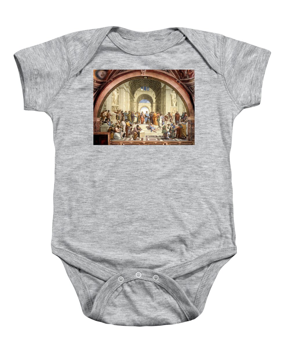 Raphael Baby Onesie featuring the painting School of Athens by Raphael