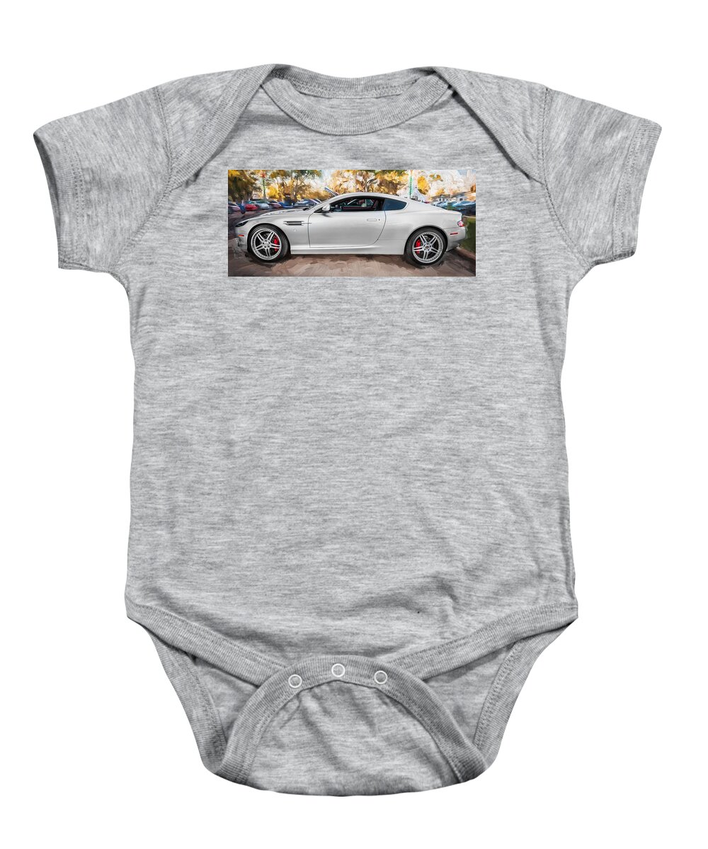 2007 Aston Martin Baby Onesie featuring the photograph 2007 Aston Martin DB9 Coupe Pano Painted BW by Rich Franco