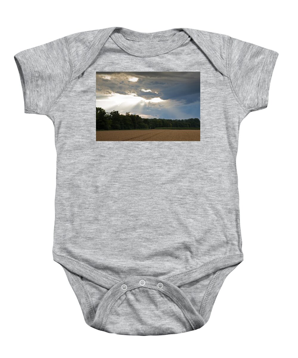 Wheat Baby Onesie featuring the photograph Breaking storm #3 by Ian Middleton