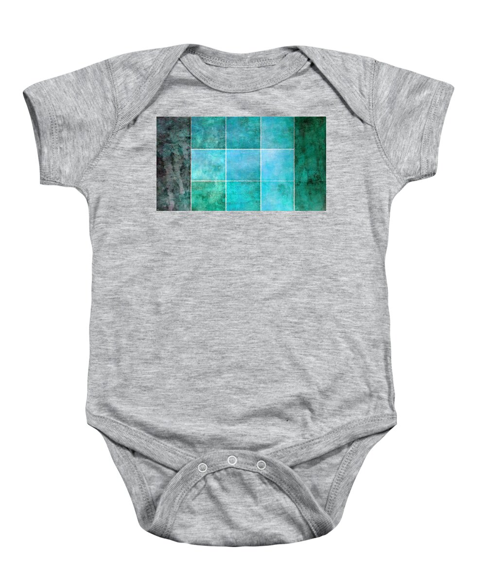 Abstract Ocean Baby Onesie featuring the mixed media 3 By 3 Ocean by Angelina Tamez