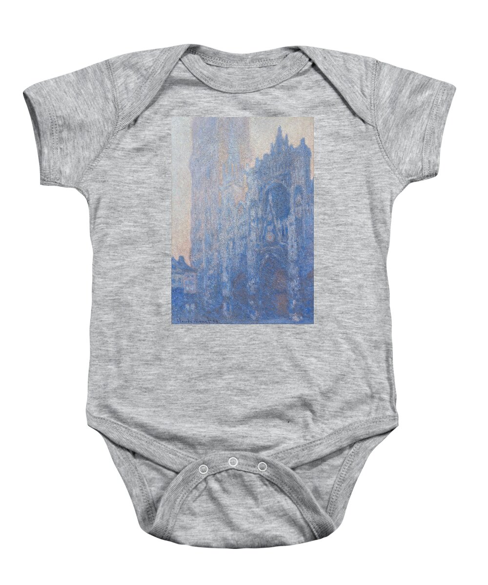 Claude Monet Baby Onesie featuring the painting Rouen Cathedral Facade #4 by Claude Monet