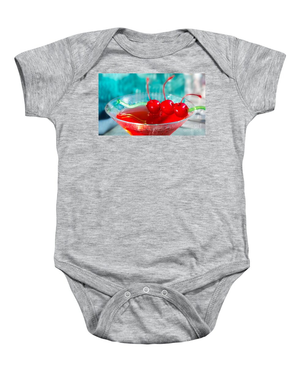 Iris Holzer Richardson Baby Onesie featuring the photograph Shirley Temple Drink #3 by Iris Richardson