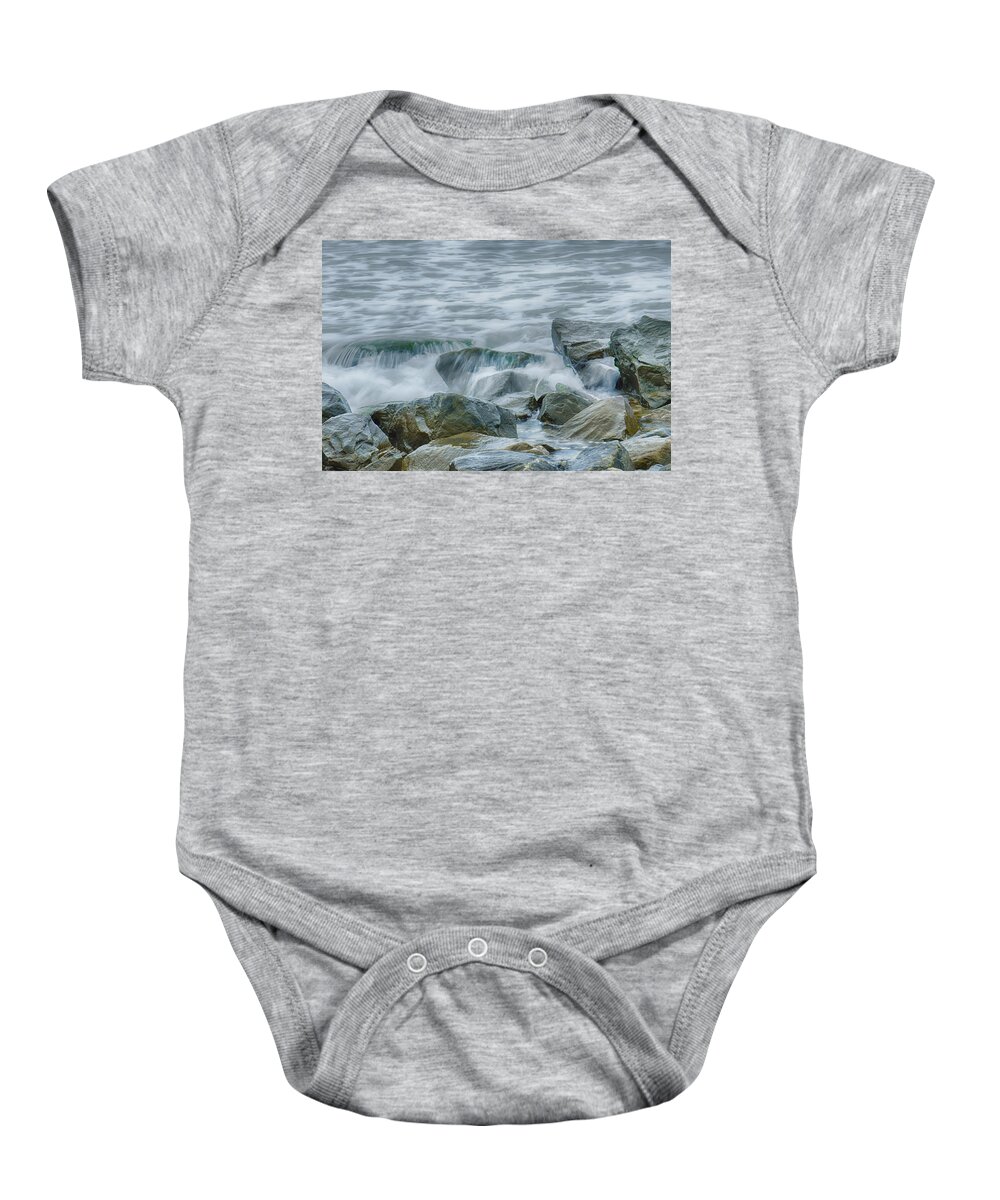 Attack Baby Onesie featuring the photograph Seascape With Waves And Sand Beach #4 by Alex Grichenko