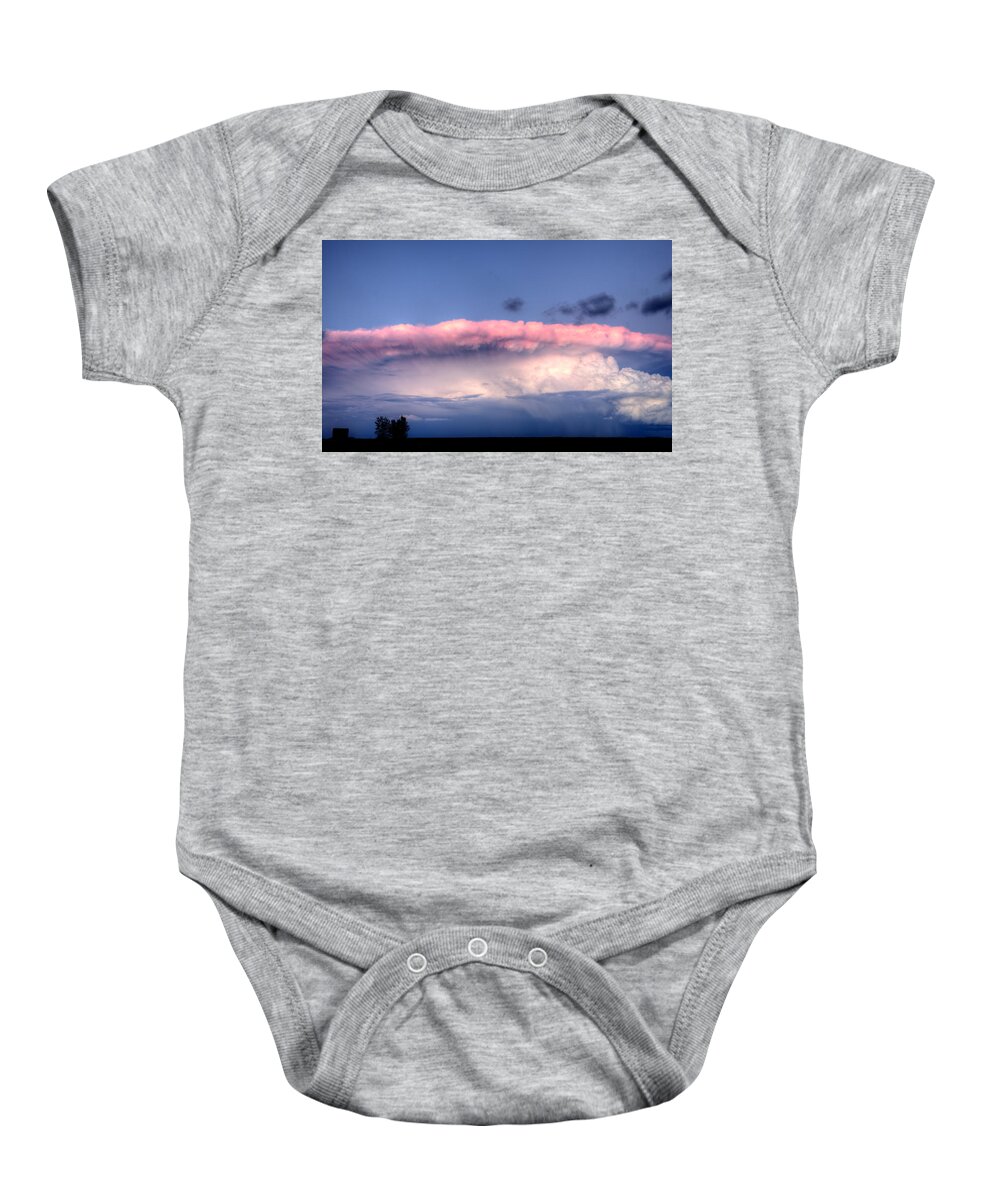 Storm Baby Onesie featuring the photograph Prairie Storm Clouds #55 by Mark Duffy