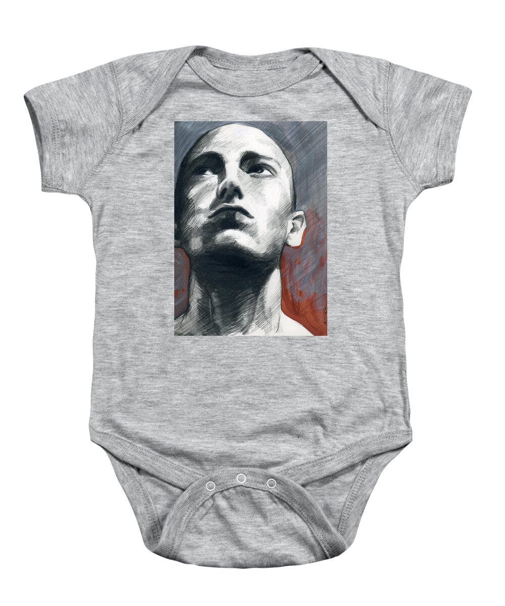 Male Figure Art Baby Onesie featuring the painting A Boy Named Patience by Rene Capone