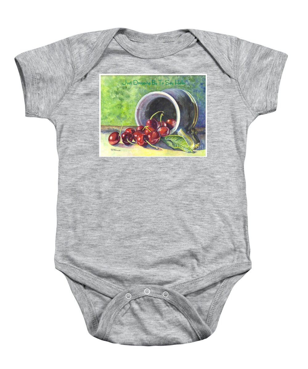 Greeting Card Baby Onesie featuring the painting Just to Say Hello by Carol Wisniewski
