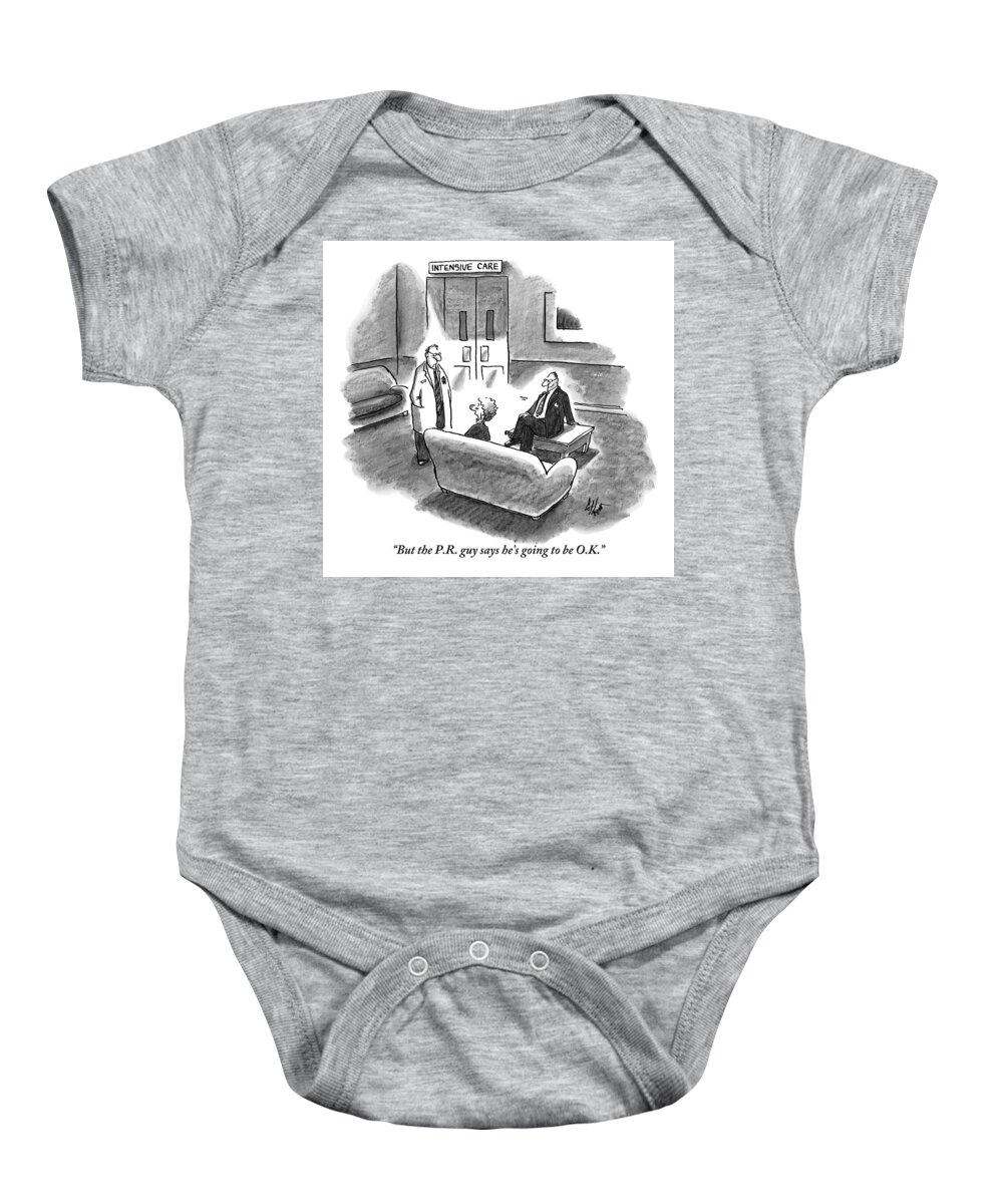 Hospitals Baby Onesie featuring the drawing A Distraught Woman Address A Doctor by Frank Cotham
