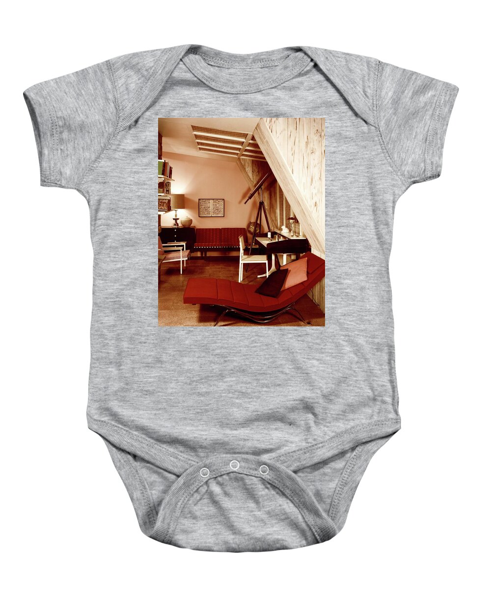 Indoors Baby Onesie featuring the photograph A Red Living Room by Haanel Cassidy