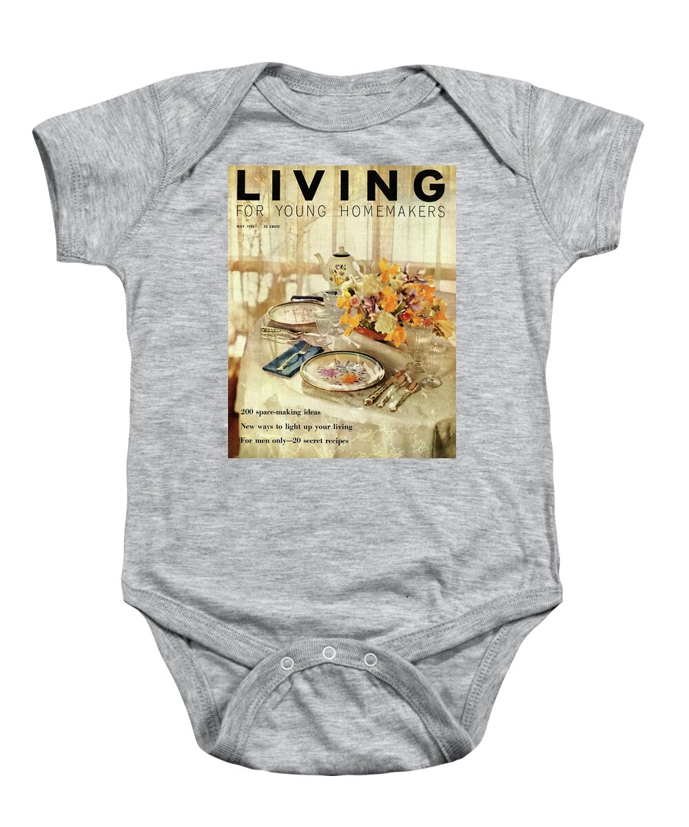 Dining Room Baby Onesie featuring the digital art A Table Setting With A Floral Centerpiece by Luis Lemus