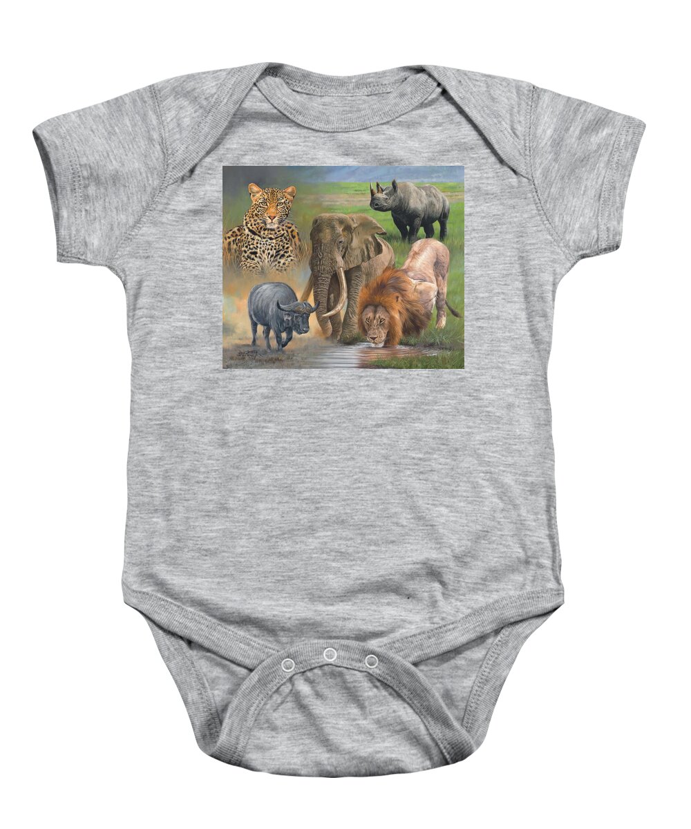 Africa Baby Onesie featuring the painting Africa's Big Five by David Stribbling