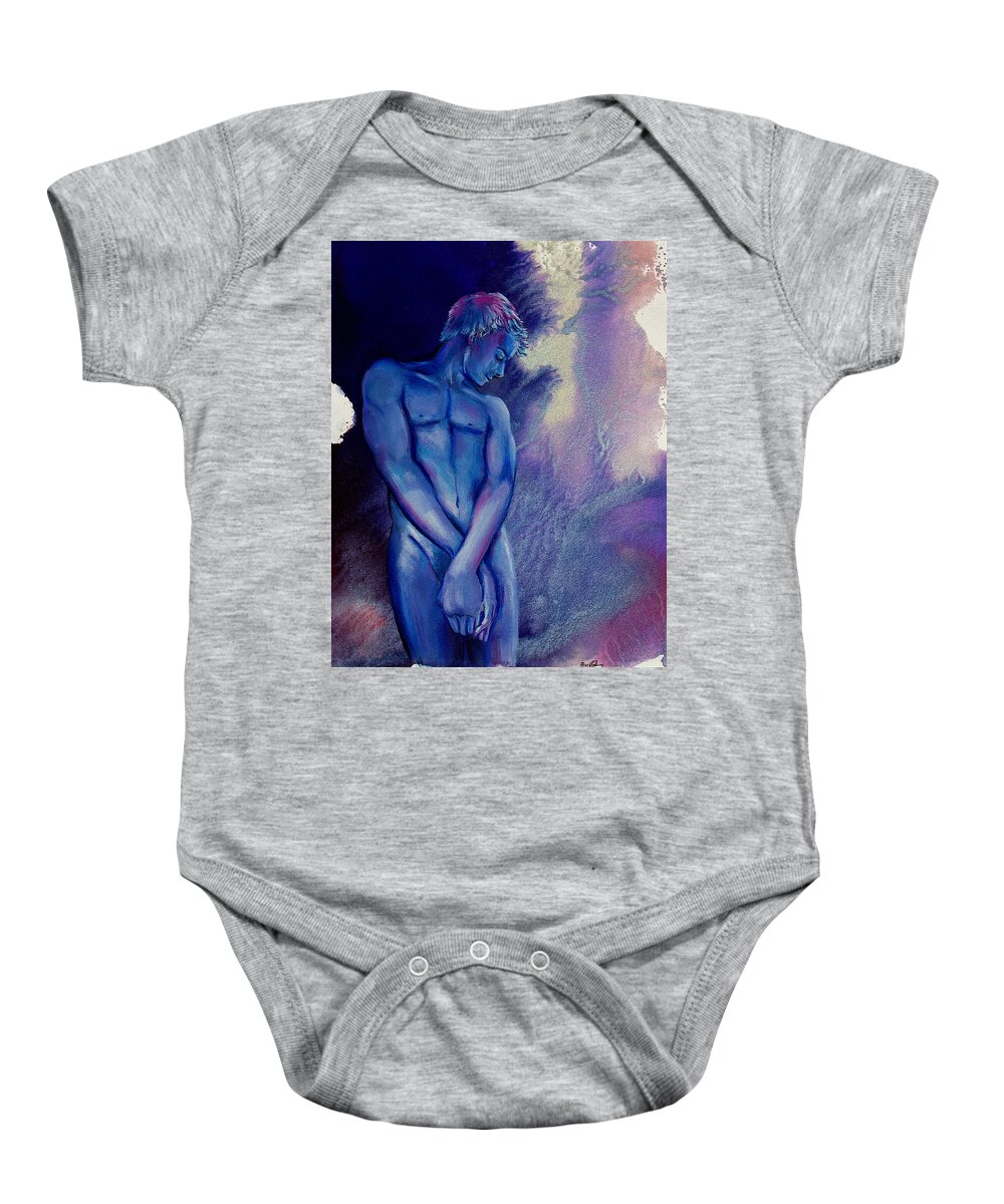 Male Figure Drawing Baby Onesie featuring the painting After Midnight by Rene Capone