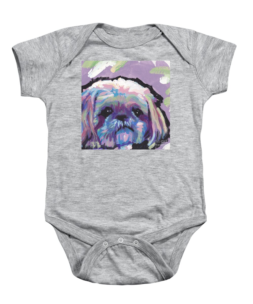 Shih Tzu Baby Onesie featuring the painting Ah Shitzy by Lea S