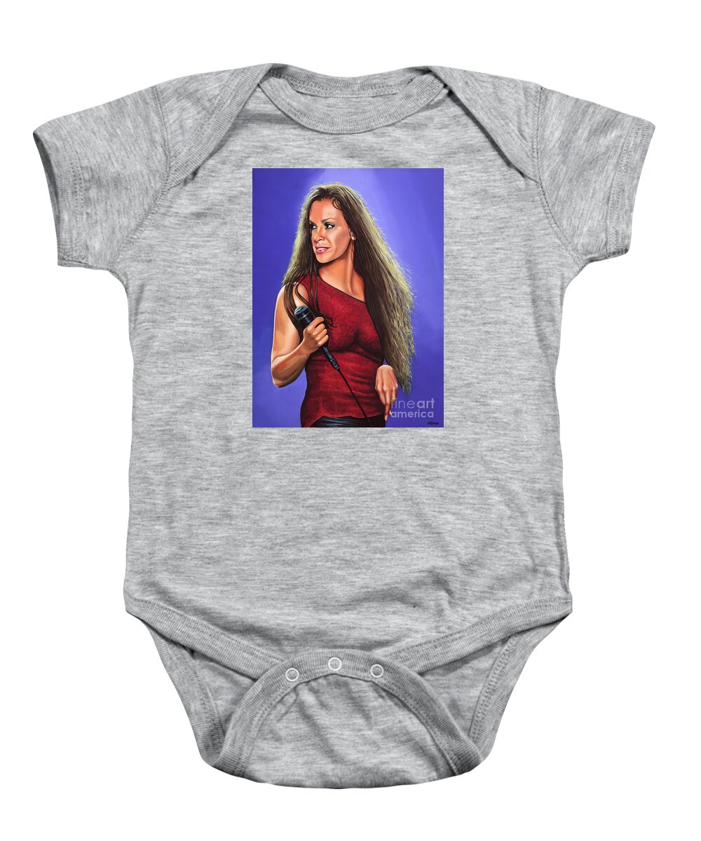 Alanis Morissette Baby Onesie featuring the painting Alanis Morissette 2 by Paul Meijering