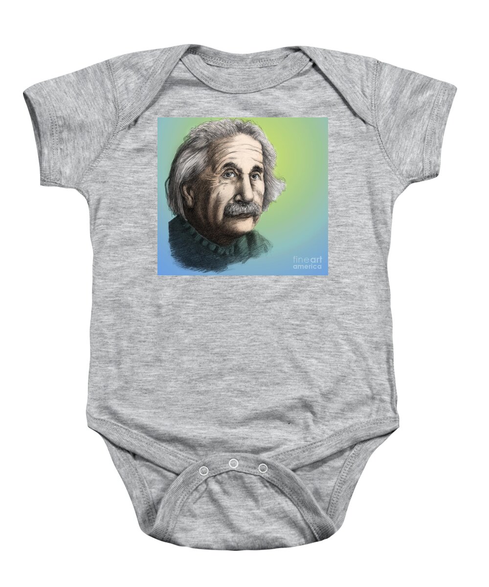 Science Baby Onesie featuring the photograph Albert Einstein, German-american by Spencer Sutton