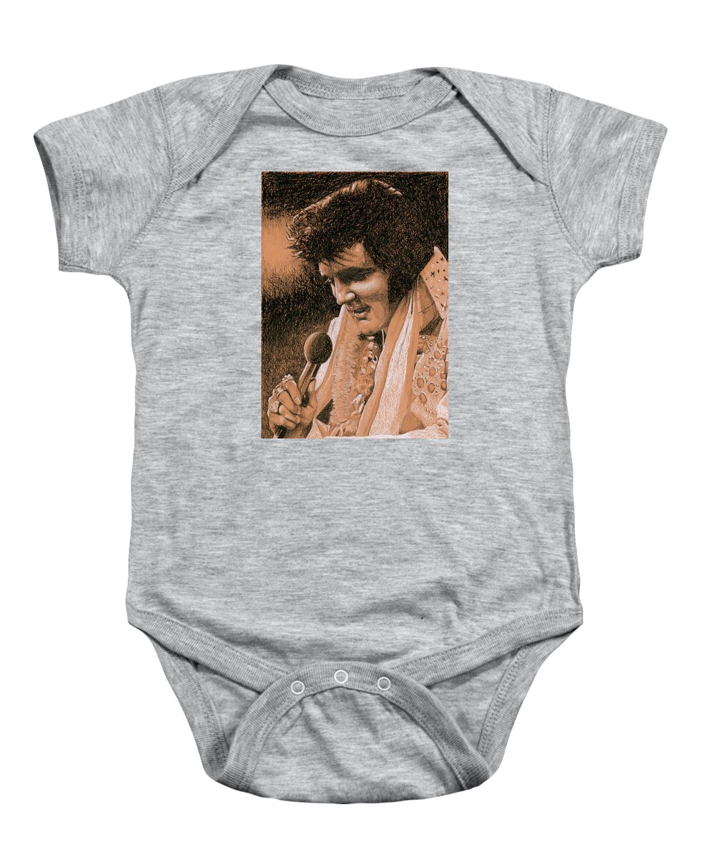 Elvis Baby Onesie featuring the drawing Aloha from Elvis by Rob De Vries