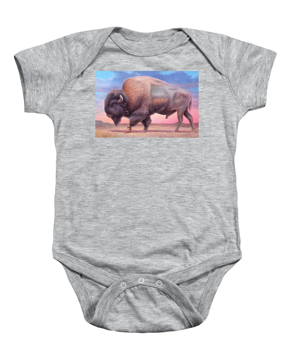 Buffalo Baby Onesie featuring the painting American Buffalo by Hans Droog